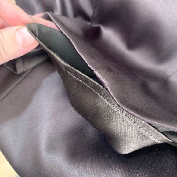 Vintage Y2K Stretch Satin Mini Cocktail Dress Chocolate Brown Formal Flattering - Picture 11 of 13